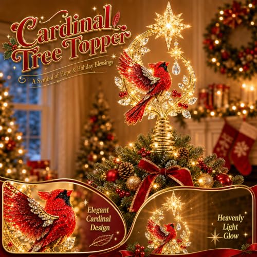 Cardinal Heaven's Light Tree Topper - Cardinal Christmas Tree Topper 1PCS
