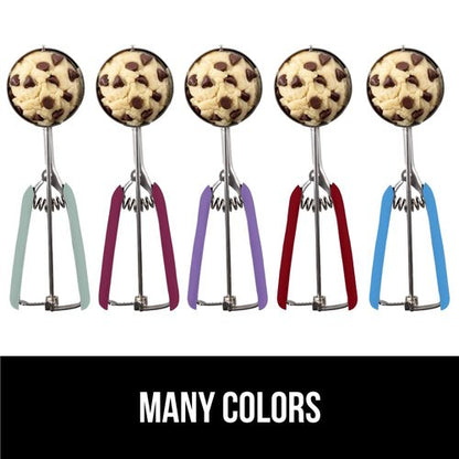 GORILLA GRIP Stainless Steel Cookie Scoop for Baking, 2 TSP, Multipurpose Melon Baller, Meatball Spring Scoops, Perfect Portion Sizes, Easy Food Release, Scooper Size 100, BPA-Free Kitchen Tool, Red