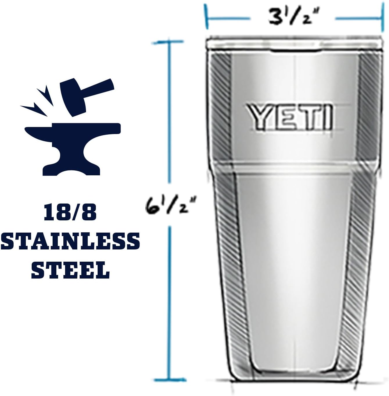 YETI Rambler Stackable Pint - Vacuum Insulated Stainless Steel with MagSlider Lid | 16 oz