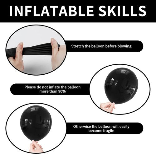 Labeol Black Halloween Balloons - 151PCS Latex Balloon Garland Kit | 5-18 Inch for Parties & Events