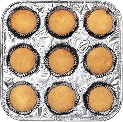 9-Cavity Mini Cupcake and Muffin Pans | Disposable Aluminium Baking Pans | Use for Baking Mini Muffin, Cupcake, Cake | For Weddings, Parties, Birthdays, Gatherings (48 Pack)