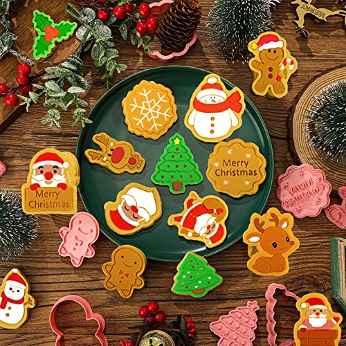 Christmas Cookie Cutters Set - 16 Plastic Baking Shapes for Holiday Cookies