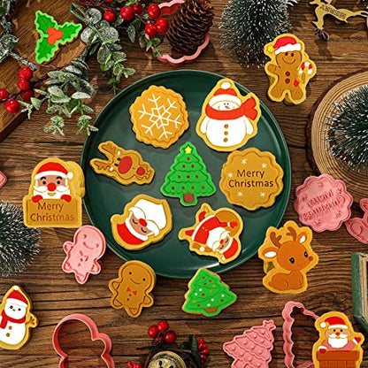 Christmas Cookie Cutters Set - 16 Plastic Baking Shapes for Holiday Cookies