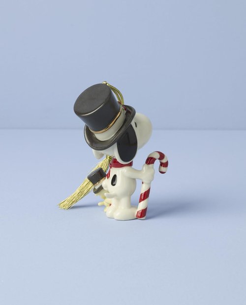 Lenox Snoopy & Woodstock Ornament - Porcelain Candy Cane Design with Gold Cord | Christmas Decor