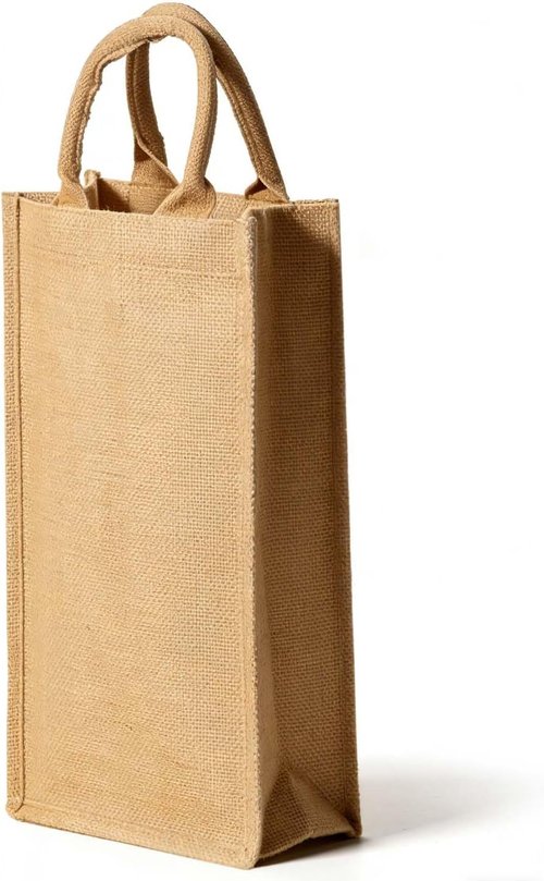Jute Burlap 2 Bottle Wine Gift Tote Bags with Soft Cotton Handles Reusable for Wedding, Parties,Birthdays