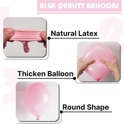 PartyWoo Baby Pink Balloons - 100 Pcs in 5 Sizes for Baby Shower & Birthday Decorations | Arch Kit & Garland