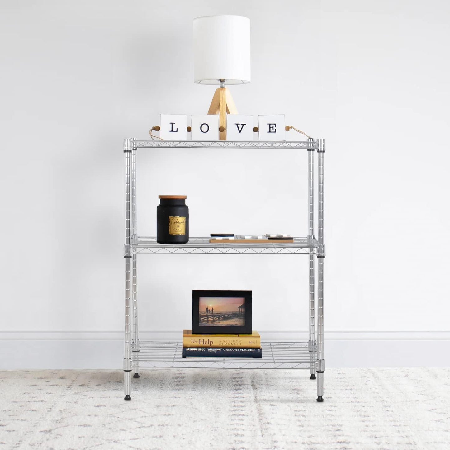 BestOffice Adjustable Metal Storage Shelves - 3-Tier Wire Rack Organizer | 450Lbs Capacity, Chrome Finish