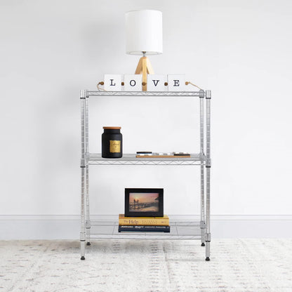 BestOffice Adjustable Metal Storage Shelves - 3-Tier Wire Rack Organizer | 450Lbs Capacity, Chrome Finish