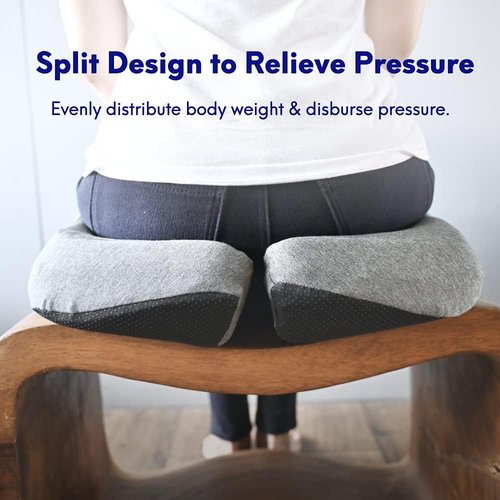 Cushion Lab Pressure Relief Seat Cushion - Extra-Dense Memory Foam for Comfort | Black, Ideal for Office & Home Use