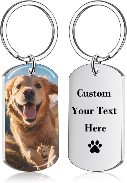 Skiennix Custom Keychain - Personalized Photo & Text Key Chain for Boyfriend, Dad, or Men’s Gifts