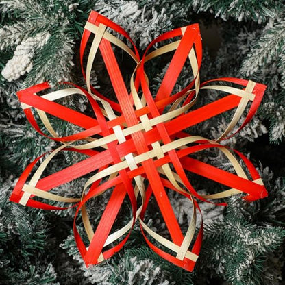 12-Inch Scandinavian Bamboo Christmas Tree Topper Snowflake Star Decoration