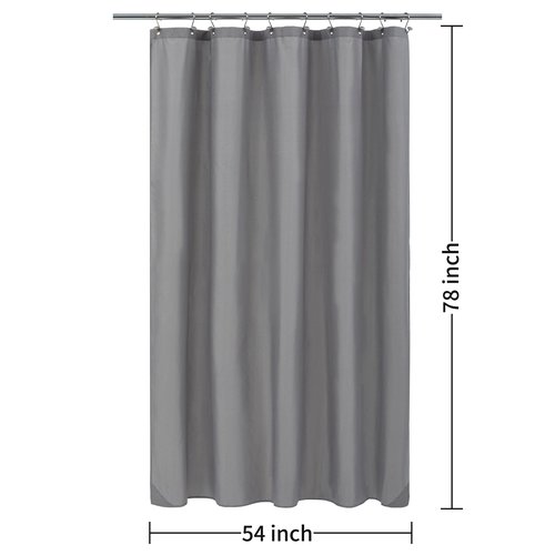 ALYVIA SPRING Stall Fabric Shower Curtain Liner Waterproof - 54" x 78", Soft & Lightweight Long Stall Size Shower Curtain with Magnets, Machine Washable - 54x78, Grey