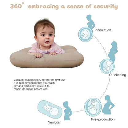 Baby Lounger - Bionic Design for Newborns | Soft Organic Cotton, Breathable for Infants 0-18 Months (Cream Grey)