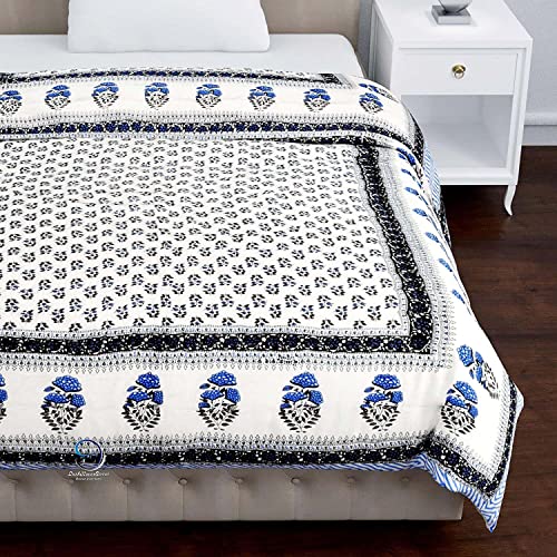 Traditional Jaipuri Printed Cotton Quilt - Light Weight Single Bed Razai - Design 5