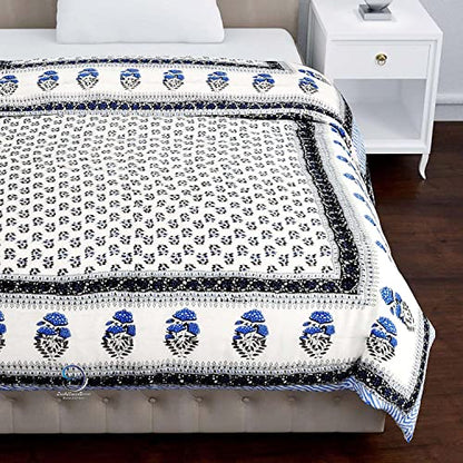 Traditional Jaipuri Printed Cotton Quilt - Light Weight Single Bed Razai - Design 5