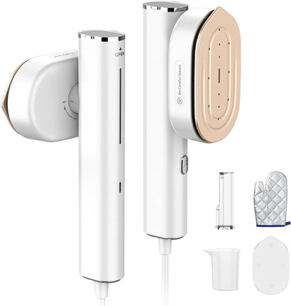 Skiennix Handheld Clothes Steamer - 2-in-1 Fast Wrinkle Removal, 1200W, Portable Design | White, 110-120V