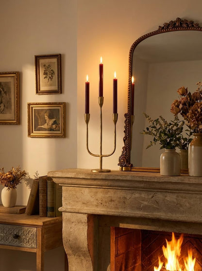 Romadedi Brass Candelabra - Vintage Gold Taper Candle Holders for Elegant Table Centerpieces | Tall Iron Design