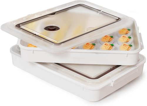 77L Deviled Egg Container Set - Clear Plastic Egg Tray Carrier with Lid for 48 Eggs | Stackable & Portable