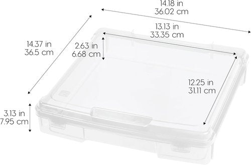 IRIS USA Scrapbook Paper Storage Cases - 6-Pack Thick Plastic Organizers with Handle | 12" x 12" Clear