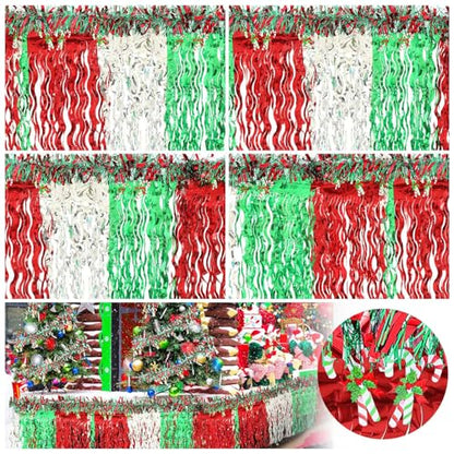 Crowye 10 Pcs Christmas Parade Float Decorations Red Silver Green Table Skirts & Foil Fringe Garland - Variation of THIS listing
