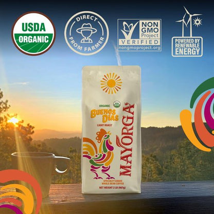 Mayorga Organic Coffee - 2lb Buenos Dias Light Roast Whole Bean | Specialty Grade 100% Arabica, Citrusy Flavor