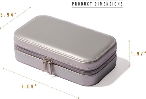 BINO Jewelry Case - Stylish Portable Organizer with Mirror for Earrings, Rings & Necklaces | Silver