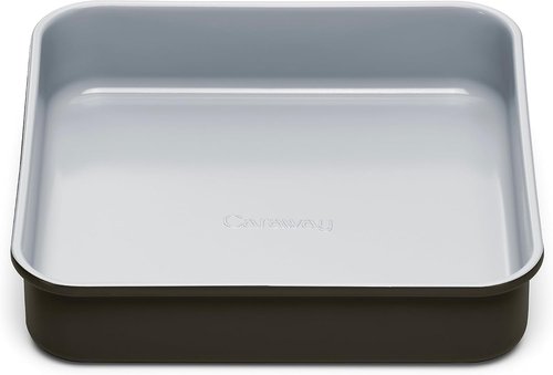 Caraway Non-Stick Ceramic 9” Square Pan - Naturally Slick & Non-Toxic Coating - Ideal for Brownies & Cakes - Black