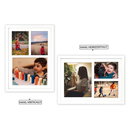 Golden State Art, Set of 2, 12x17 White Wood Picture Frame - White Mat for 8x10 And 5x7 Photos - Tempered Glass, Sawtooth Hanger, Swivel Tabs - Wall Mounting - Great for Gift