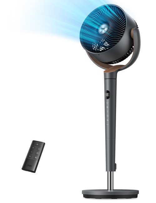 DREO Fan for Bedroom, 120° Oscillating Standing Fans, Quiet Floor Fan with DC Motor, 100ft Pedestal Fans for Room, 9 Speeds, 4 modes, 20dB, 120° Manual Vertical, 37-42" Adjustable Height, 9H Timer