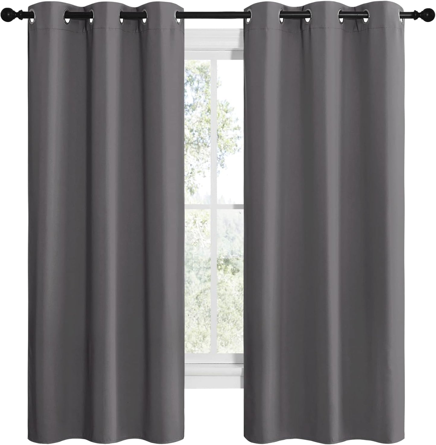 NICETOWN Grey Blackout Curtain Panels - Thermal Insulated Grommet Top Draperies | 2 Panels, W42 x L68-inch