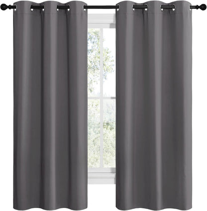 NICETOWN Grey Blackout Curtain Panels - Thermal Insulated Grommet Top Draperies | 2 Panels, W42 x L68-inch