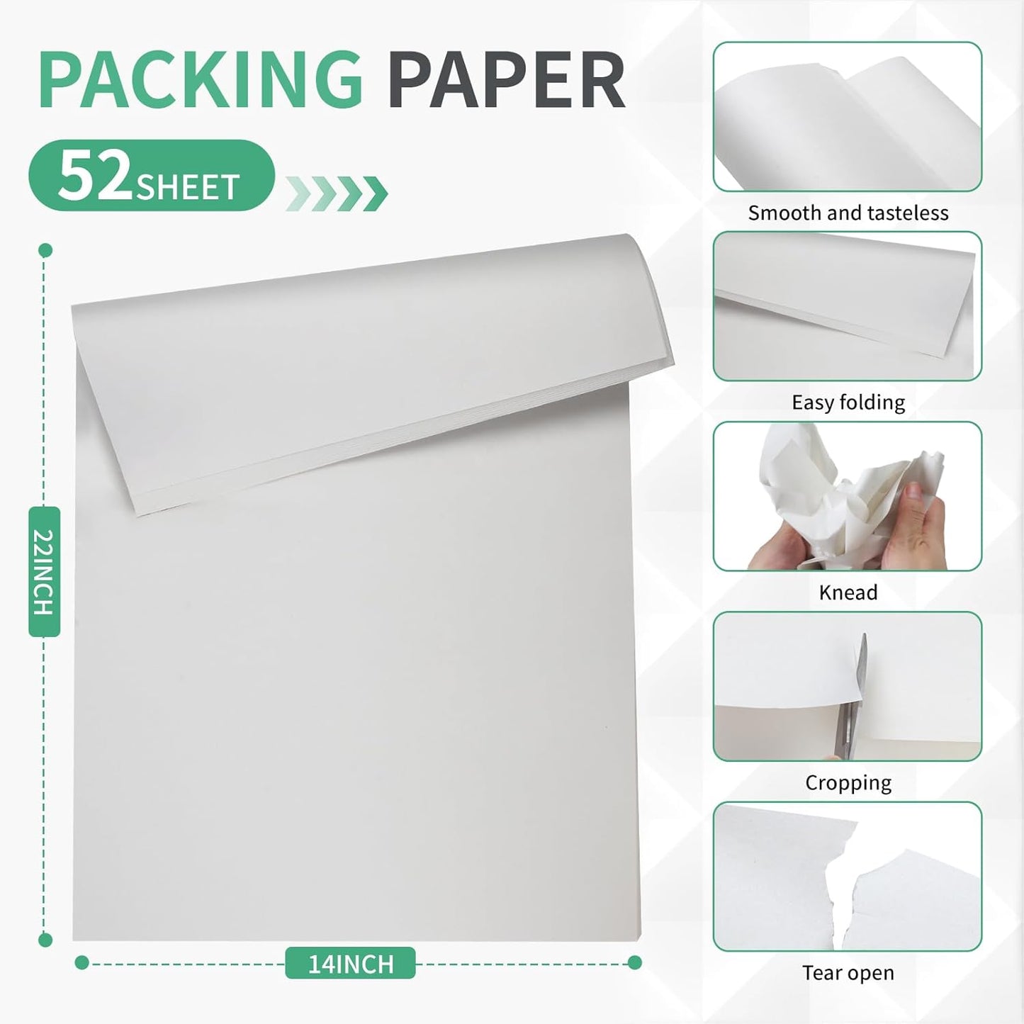 Packing Paper Sheets - 14" x 22" Newsprint for Moving & Shipping | 52 Sheets for Fragile Item Protection