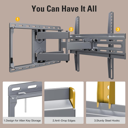 Mounting Dream TV Wall Mount - Full Motion Bracket with Swivel & Tilt for 32-65 Inch TVs | Max VESA 400x400 mm, 99 lbs Capacity