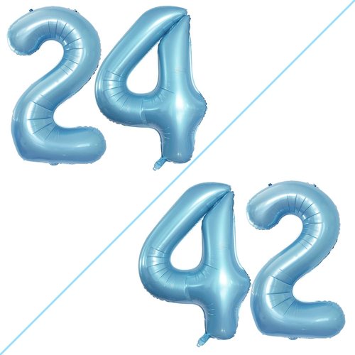 GOER Jumbo 42-Inch Light Blue Foil Balloons - Perfect for 24th & 42nd Birthday Party Decorations