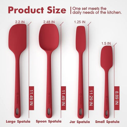 ChefAide Silicone Spatula Set - 4 Pieces, Heat Resistant, Ergonomic Grip for Nonstick Cookware