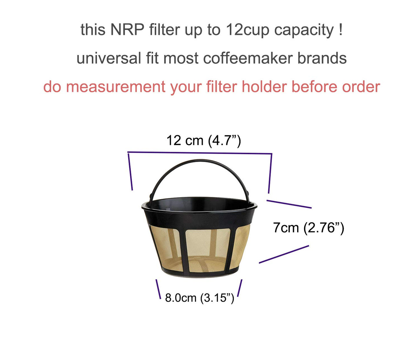 NRP 12-14cup Permanent Coffee Filter Screen Bottom Basket Replacement for Filter Coffeemaker with Large Brew Section