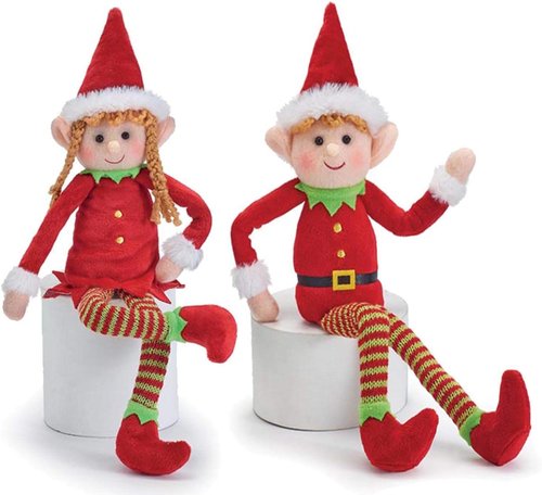 Burton+Burton Plush Christmas Elf Dolls - Adorable Boy & Girl Designs for Holiday Decor