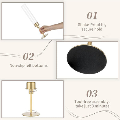 Sziqiqi Hurricane Candle Holders – Gold Tiered 3-Piece Set, Variation 6