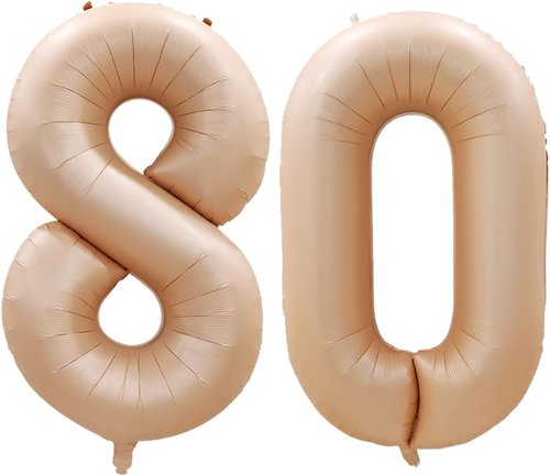 GOER 80th Birthday Balloons - 42 Inch Jumbo Foil Helium Balloons for 80th Anniversary | Caramel Color
