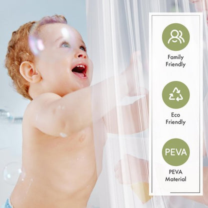 Amazer Extra Long Shower Curtain Liner 72 x 84 Clear Shower Liner Medium Weight PEVA Waterproof Inside Shower Curtains for Bathroom with 3 Magnets and Rustproof Grommets