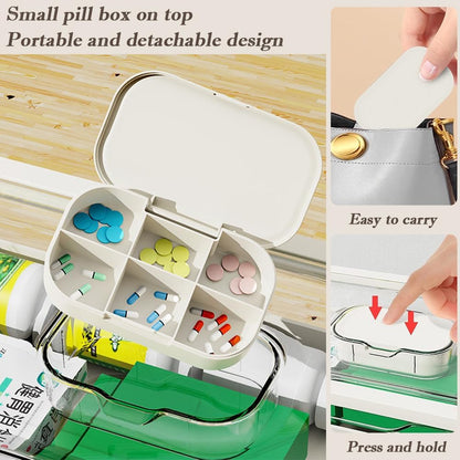 Skiennix Portable 3-Layer Medicine Organizer - Foldable First Aid Box with Removable Small Box | Dustproof & Moisture-Proof (Large)