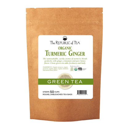 The Republic of Tea — Organic Turmeric Ginger Green Tea Refill, 50 Tea Bags, Naturally Caffeinated