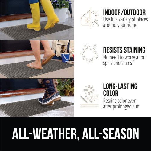 GORILLA GRIP® Ultra Absorbent Front Door Mat Outside Entrance, Traps Dirt and Moisture, HydroABSORB Indoor Outdoor Doormat Holds 1.7 Cups Water, Stain and Fade Resistant Welcome Mat, 29x17 Charcoal