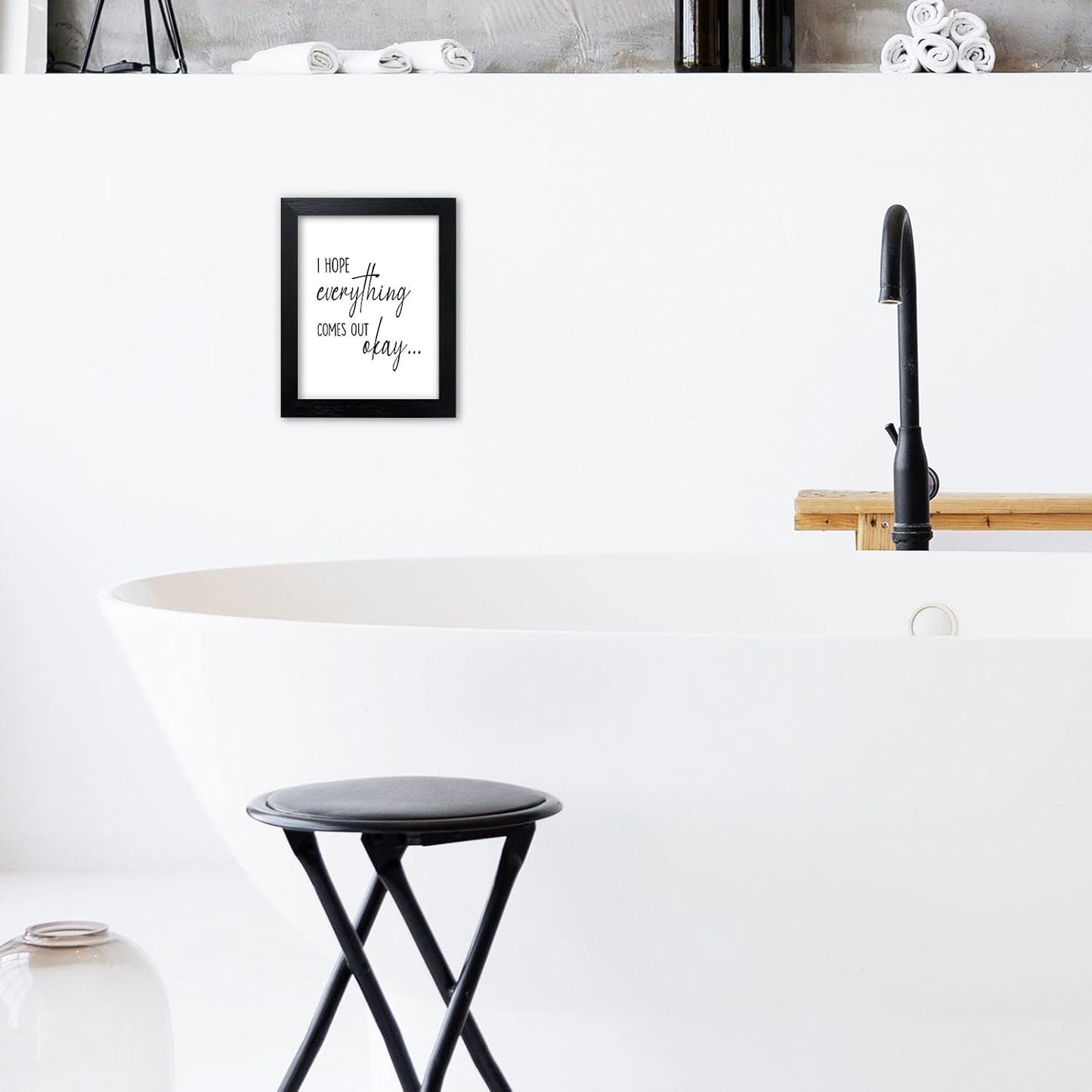Pigort Funny Bathroom Sign - Black and White Wall Art | Humorous Toilet Decor for Guest Room, 8x10 Inch