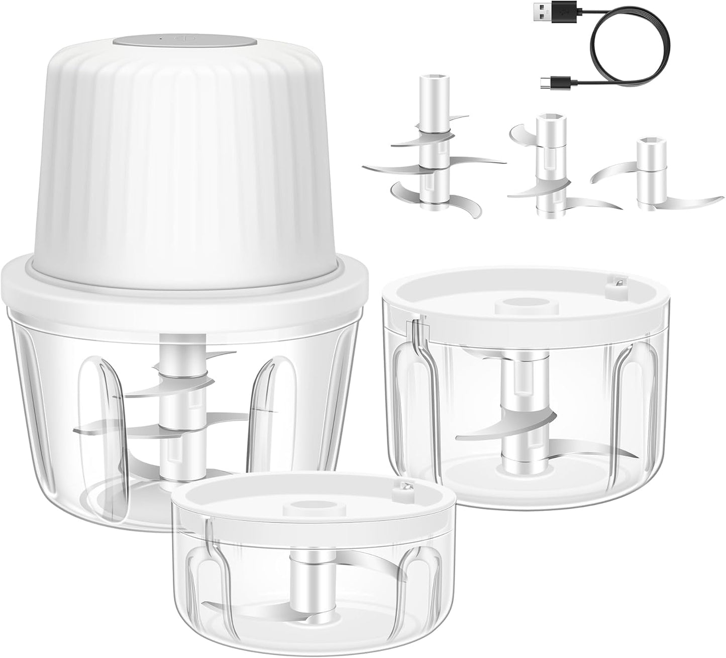 Skiennix Electric Garlic Chopper - Mini USB Portable Food Processor with 6 Blades | 100/250/400ML Capacity