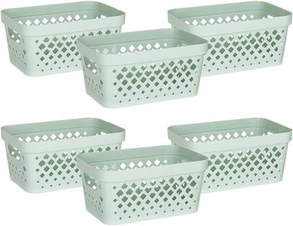 Glad Plastic Baskets - Set of 6 Organizing Bins for Pantry, Bathroom & Linen Closet - 1 Gallon, Sage