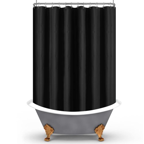 Mrs Awesome Black Clawfoot Tub Shower Curtain or Liner with 12 Magnets - Free 36 Hooks Included, Waterproof PEVA, 180" x 70", Black