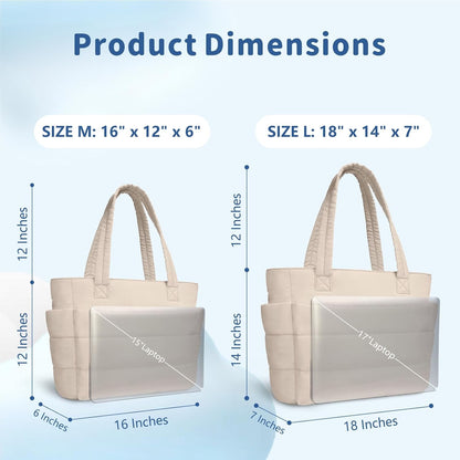 TOPDesign Puffer Tote Bag - Lightweight Quilted Handbag with Compartments for Work & Travel