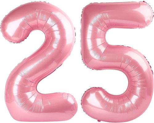 25 Balloon Numbers - 40 Inch Pastel Pink Foil | Happy 25th Birthday Decorations for Women