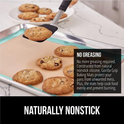 GORILLA GRIP Silicone Baking Mats - Food Grade Nonstick, Oven Safe Up to 500°F, 16.5x11.87, Mint | 2-Pack